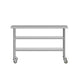 60"W x 24"D |#| Commercial Stainless Steel Work Table with Dual Undershelves and Casters - 24x60