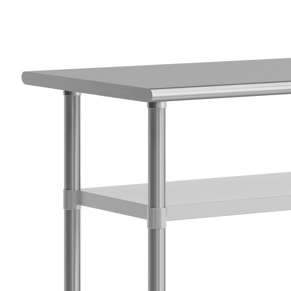 48"W x 24"D |#| Commercial Stainless Steel Work Table with Dual Undershelves and Casters - 24x48