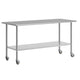 72"W x 30"D |#| Commercial Stainless Steel 18 Gauge Work Table with Undershelf and Casters-30x72