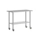 48"W x 24"D |#| Commercial Stainless Steel 18 Gauge Work Table with Undershelf and Casters-24x48