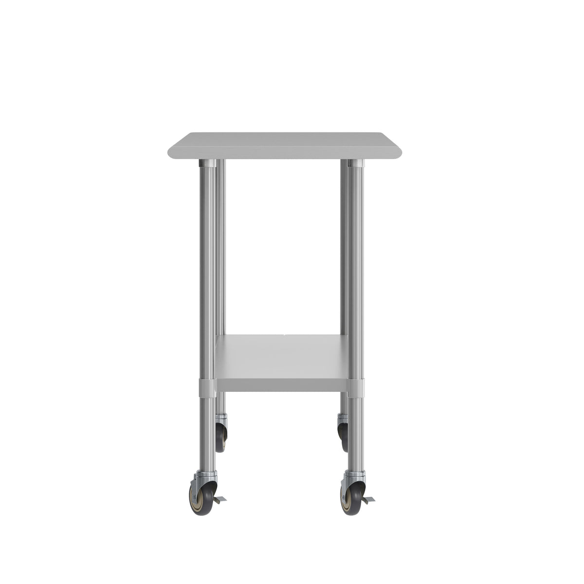 48"W x 24"D |#| Commercial Stainless Steel 18 Gauge Work Table with Undershelf and Casters-24x48