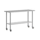 60"W x 24"D |#| Commercial Stainless Steel 18 Gauge Work Table with Undershelf and Casters-24x60