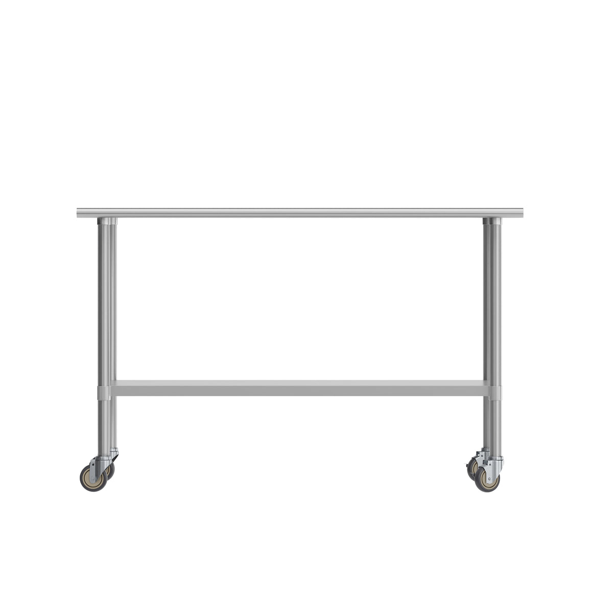 60"W x 24"D |#| Commercial Stainless Steel 18 Gauge Work Table with Undershelf and Casters-24x60