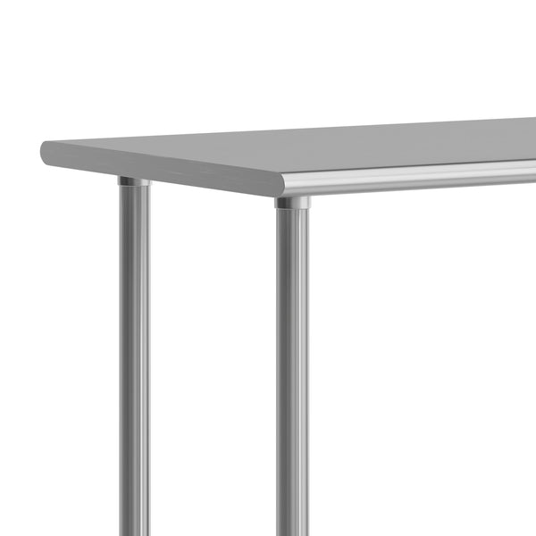 60"W x 24"D |#| Commercial Stainless Steel 18 Gauge Work Table with Undershelf and Casters-24x60