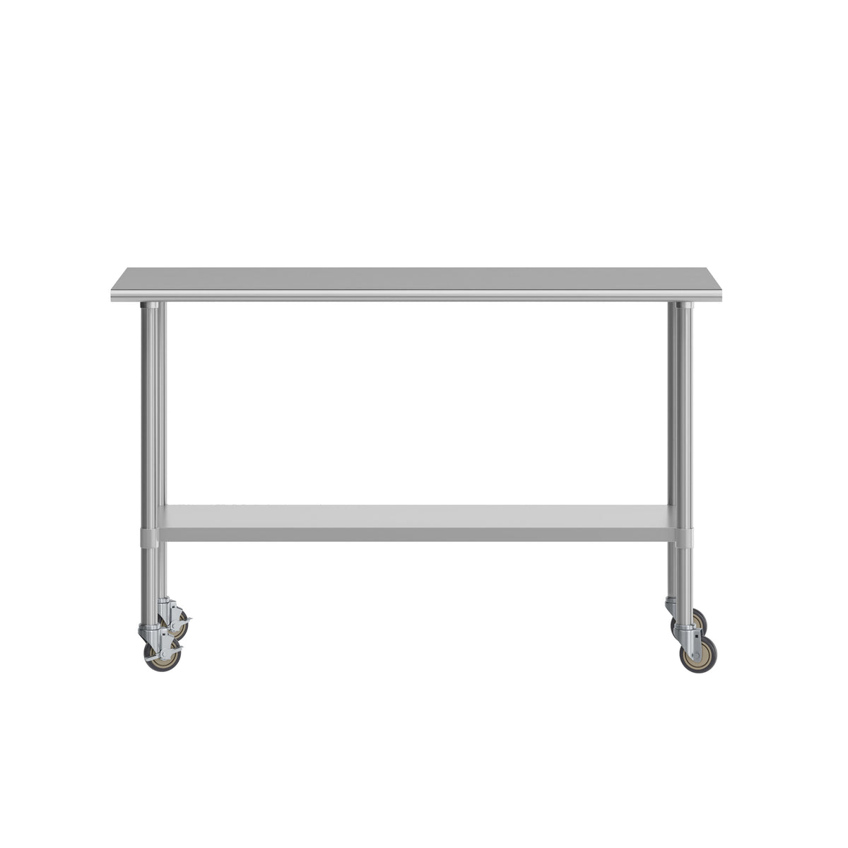 60"W x 24"D |#| Commercial Stainless Steel 18 Gauge Work Table with Undershelf and Casters-24x60