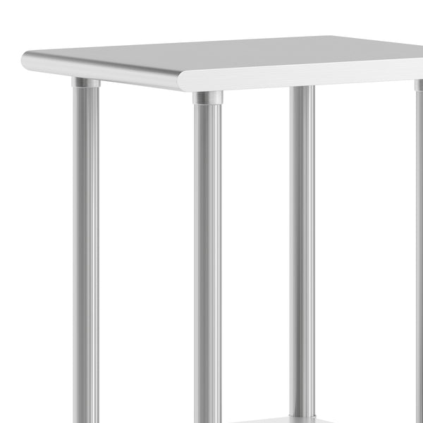 24"W x 18"D |#| Commercial Stainless Steel 18 Gauge Work Table with Undershelf and Casters-24x18