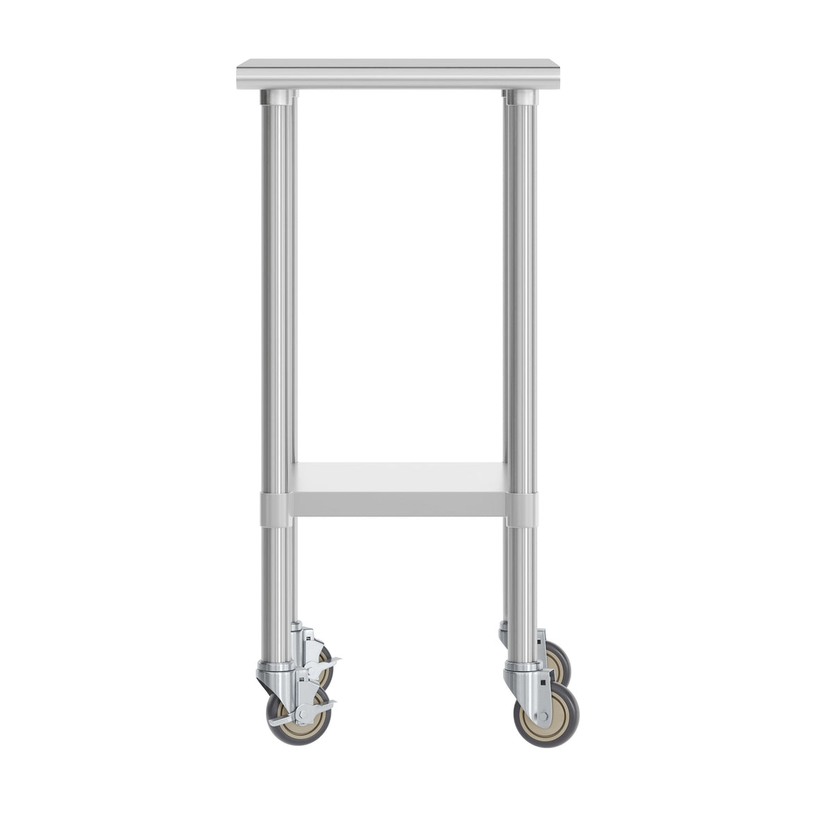 24"W x 18"D |#| Commercial Stainless Steel 18 Gauge Work Table with Undershelf and Casters-24x18