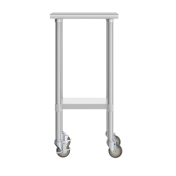 24"W x 18"D |#| Commercial Stainless Steel 18 Gauge Work Table with Undershelf and Casters-24x18