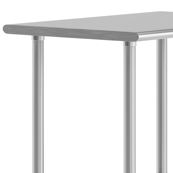 24"W x 36"D |#| Commercial Stainless Steel 18 Gauge Work Table with Undershelf and Casters-24x36