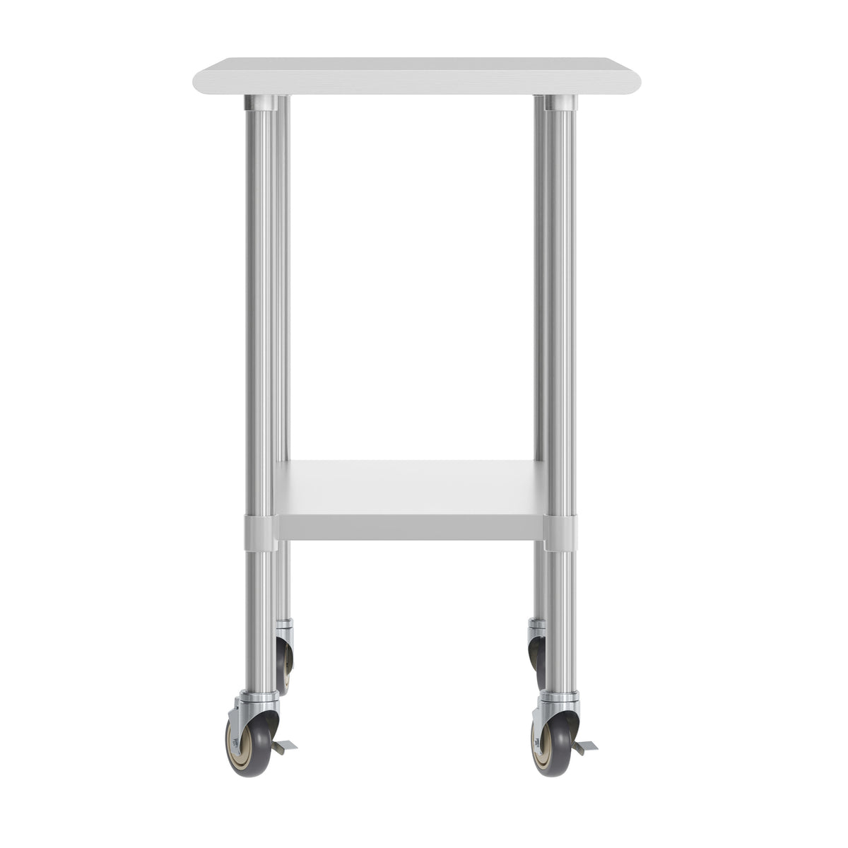24"W x 36"D |#| Commercial Stainless Steel 18 Gauge Work Table with Undershelf and Casters-24x36