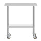24"W x 36"D |#| Commercial Stainless Steel 18 Gauge Work Table with Undershelf and Casters-24x36