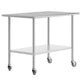 48"W x 30"D x 34.5"H |#| Commercial Stainless Steel 18 Gauge Work Table with Undershelf and Casters-30x48