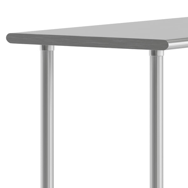 48"W x 30"D x 34.5"H |#| Commercial Stainless Steel 18 Gauge Work Table with Undershelf and Casters-30x48