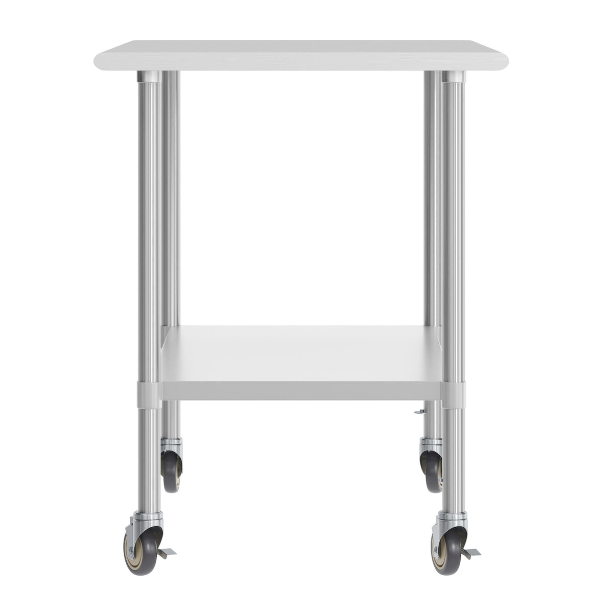 48"W x 30"D x 34.5"H |#| Commercial Stainless Steel 18 Gauge Work Table with Undershelf and Casters-30x48