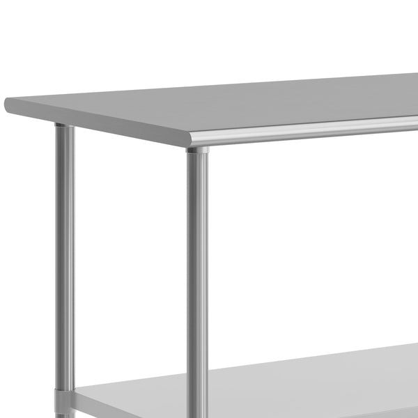 72"W x 30"D |#| Commercial Stainless Steel 18 Gauge Work Table with Undershelf and Casters-30x72
