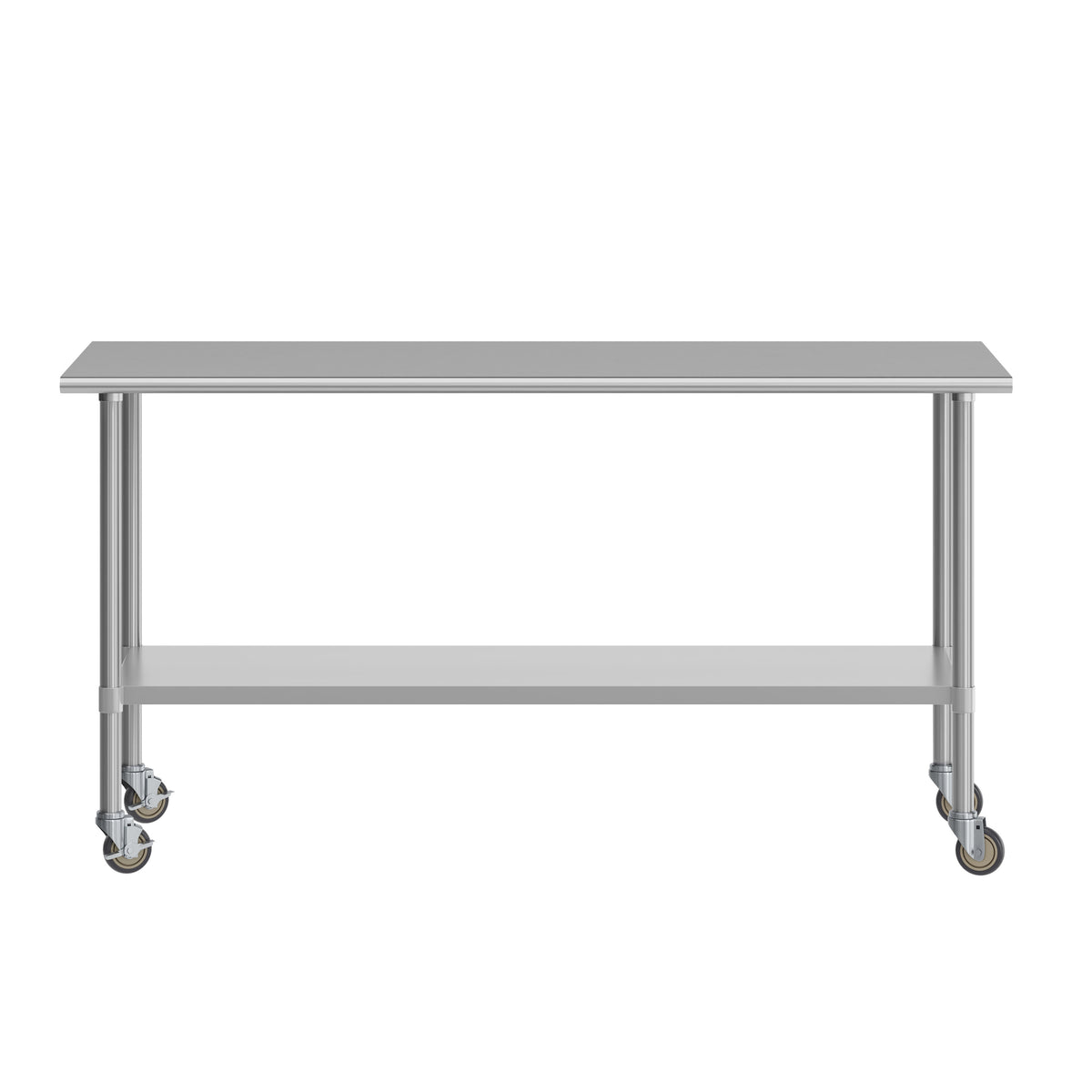 72"W x 30"D |#| Commercial Stainless Steel 18 Gauge Work Table with Undershelf and Casters-30x72