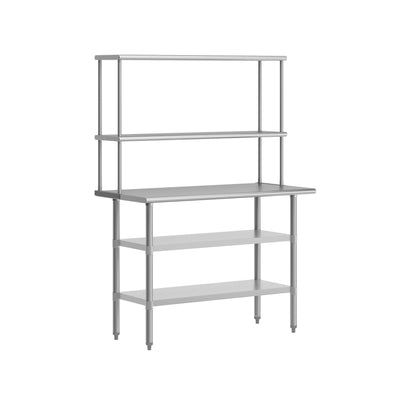 Commercial Stainless Steel Work Table with 2 Overshelves and Undershelves-24x48 - View 1