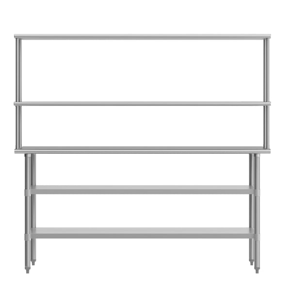 72"W x 30"D |#| Commercial Stainless Steel Work Table with 2 Overshelves and Undershelves-30x72