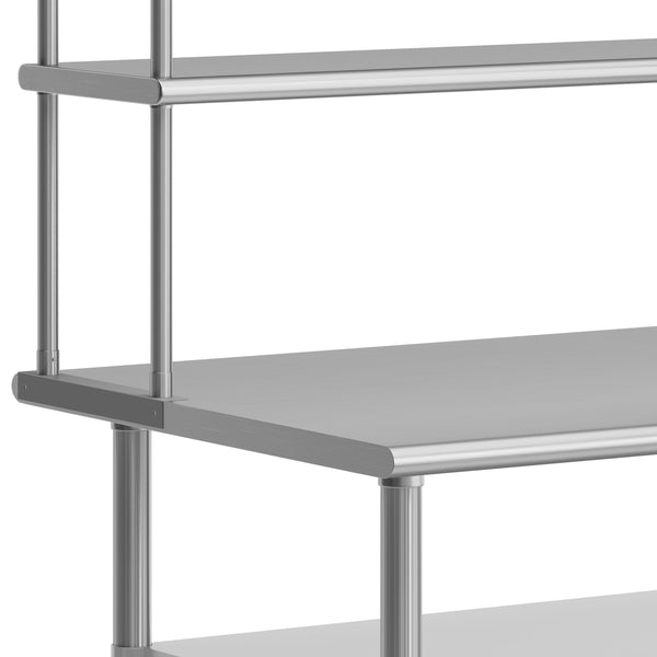 72"W x 30"D |#| Commercial Stainless Steel Work Table with 2 Overshelves and Undershelves-30x72