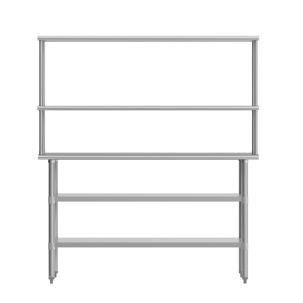 60"W x 24"D |#| Commercial Stainless Steel Work Table with 2 Overshelves and Undershelves-24x60