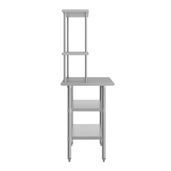 60"W x 24"D |#| Commercial Stainless Steel Work Table with 2 Overshelves and Undershelves-24x60
