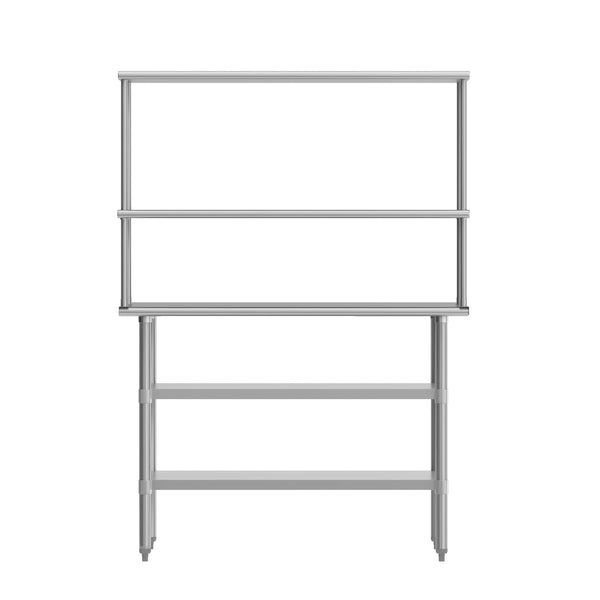 48"W x 24"D |#| Commercial Stainless Steel Work Table with 2 Overshelves and Undershelves-24x48