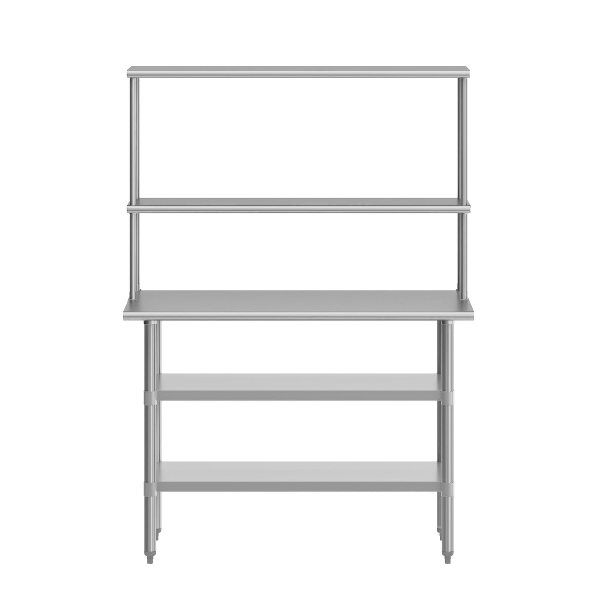 48"W x 24"D |#| Commercial Stainless Steel Work Table with 2 Overshelves and Undershelves-24x48