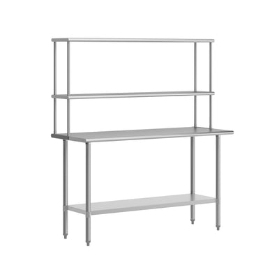Commercial Stainless Steel Work Table with 2 Overshelves and 1 Undershef-24x48 - View 1