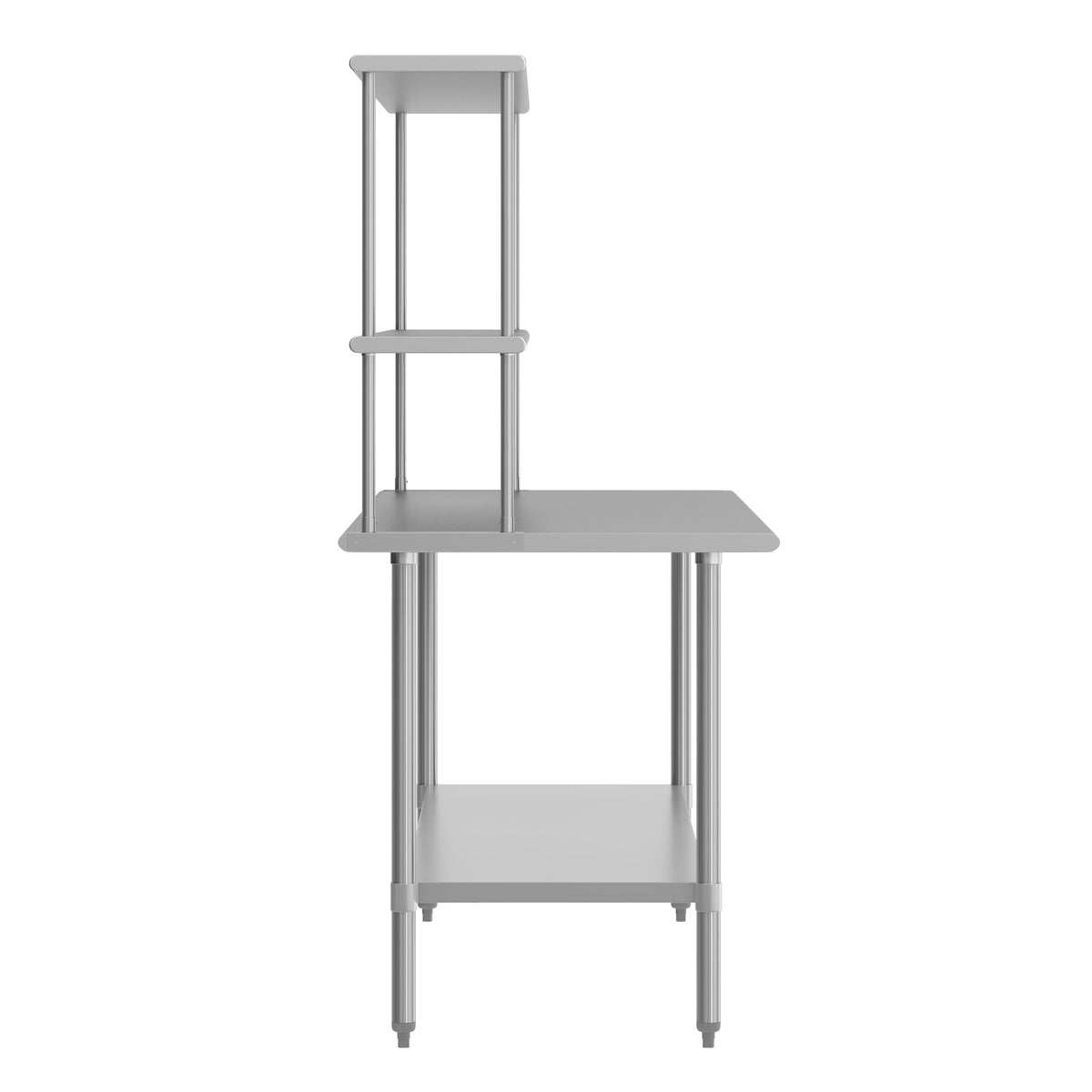 72"W x 30"D |#| Commercial Stainless Steel Work Table with 2 Overshelves and 1 Undershef-30x72