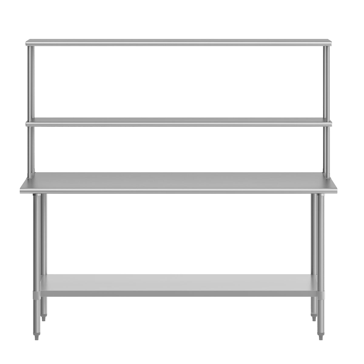 72"W x 30"D |#| Commercial Stainless Steel Work Table with 2 Overshelves and 1 Undershef-30x72