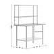 48"W x 30"D x 34.5"H |#| Commercial Stainless Steel Work Table with 2 Overshelves and 1 Undershef-30x48