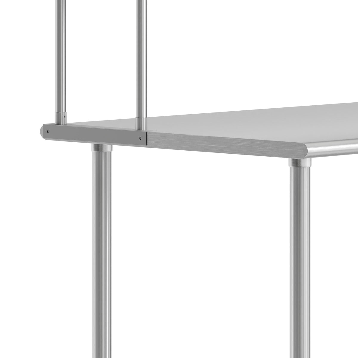 48"W x 30"D x 34.5"H |#| Commercial Stainless Steel Work Table with 2 Overshelves and 1 Undershef-30x48
