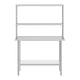48"W x 30"D x 34.5"H |#| Commercial Stainless Steel Work Table with 2 Overshelves and 1 Undershef-30x48