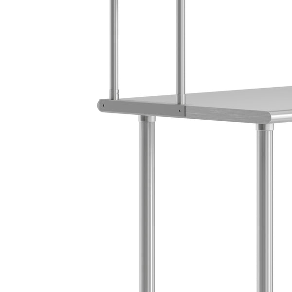 24"W x 36"D |#| Commercial Stainless Steel Work Table with 2 Overshelves and 1 Undershef-24x36