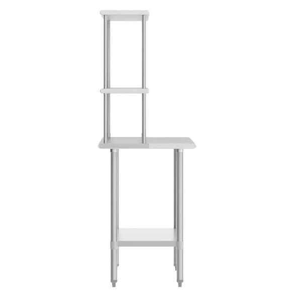 24"W x 36"D |#| Commercial Stainless Steel Work Table with 2 Overshelves and 1 Undershef-24x36