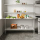 72"W x 24"D x 34.5"H |#| Commercial Stainless Steel Work Table with 2 Overshelves and 1 Undershef-24x72