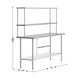 72"W x 24"D x 34.5"H |#| Commercial Stainless Steel Work Table with 2 Overshelves and 1 Undershef-24x72