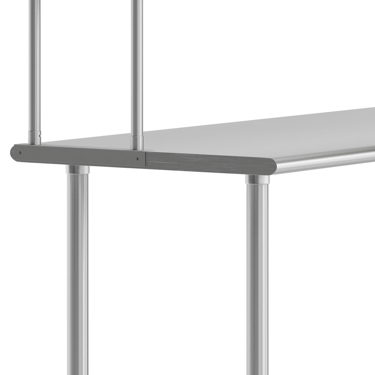 72"W x 24"D x 34.5"H |#| Commercial Stainless Steel Work Table with 2 Overshelves and 1 Undershef-24x72