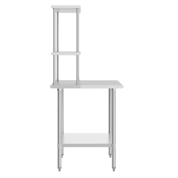 72"W x 24"D x 34.5"H |#| Commercial Stainless Steel Work Table with 2 Overshelves and 1 Undershef-24x72
