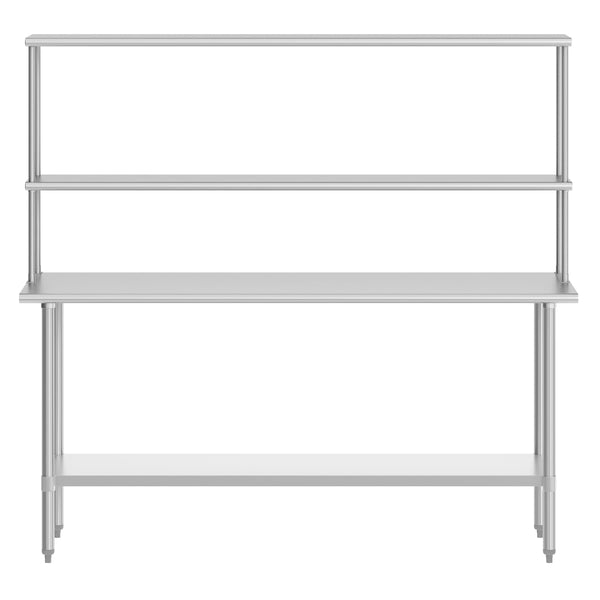 72"W x 24"D x 34.5"H |#| Commercial Stainless Steel Work Table with 2 Overshelves and 1 Undershef-24x72
