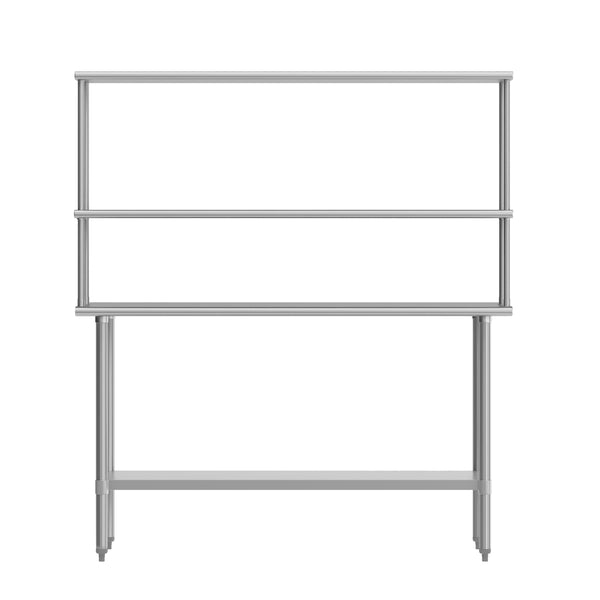 60"W x 24"D |#| Commercial Stainless Steel Work Table with 2 Overshelves and 1 Undershef-24x60