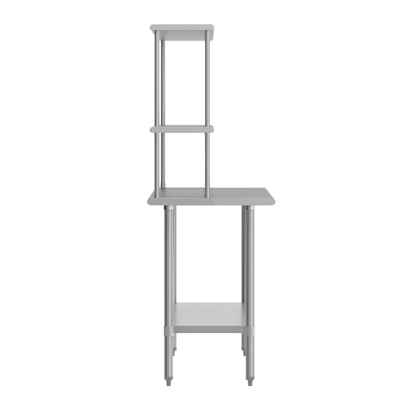 60"W x 24"D |#| Commercial Stainless Steel Work Table with 2 Overshelves and 1 Undershef-24x60