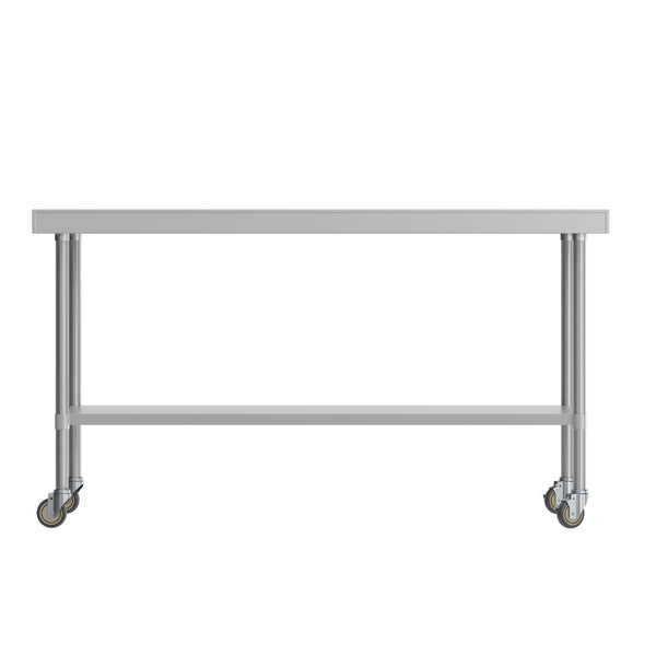 72"W x 30"D |#| Commercial Stainless Steel Work Table with 1.5" Backsplash and Undershelf -30x72