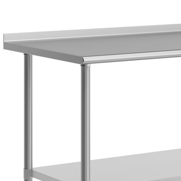 72"W x 30"D |#| Commercial Stainless Steel Work Table with 1.5" Backsplash and Undershelf -30x72