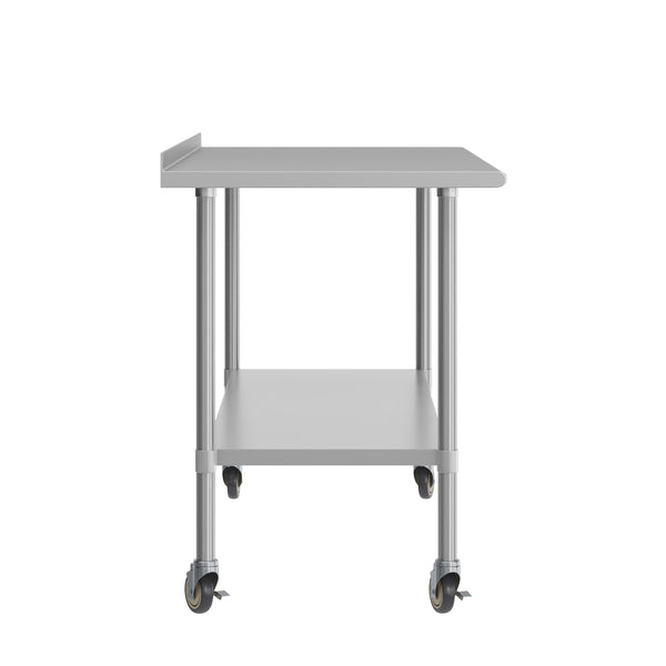 72"W x 30"D |#| Commercial Stainless Steel Work Table with 1.5" Backsplash and Undershelf -30x72