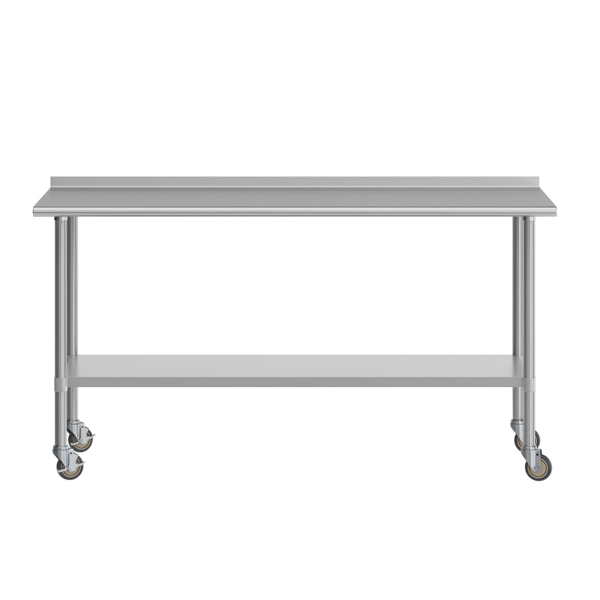 72"W x 30"D |#| Commercial Stainless Steel Work Table with 1.5" Backsplash and Undershelf -30x72