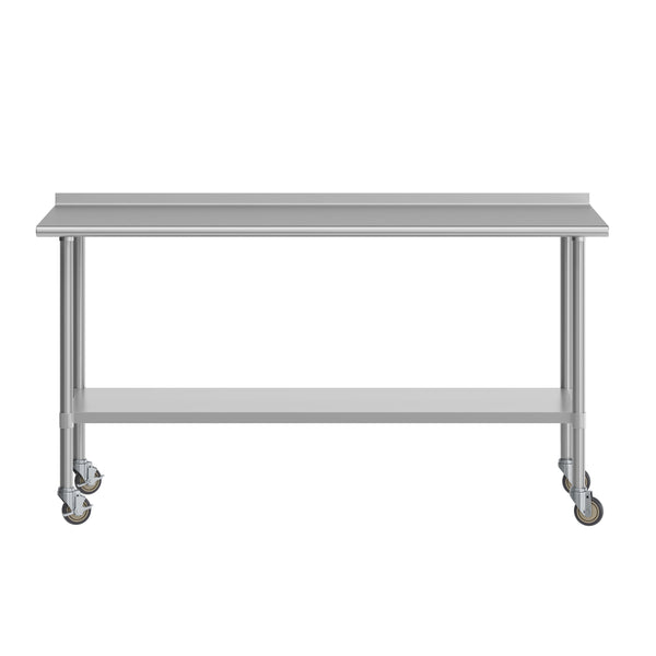 72"W x 30"D |#| Commercial Stainless Steel Work Table with 1.5" Backsplash and Undershelf -30x72