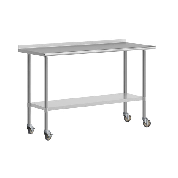 60"W x 24"D |#| Commercial Stainless Steel Work Table with 1.5" Backsplash and Undershelf -24x60