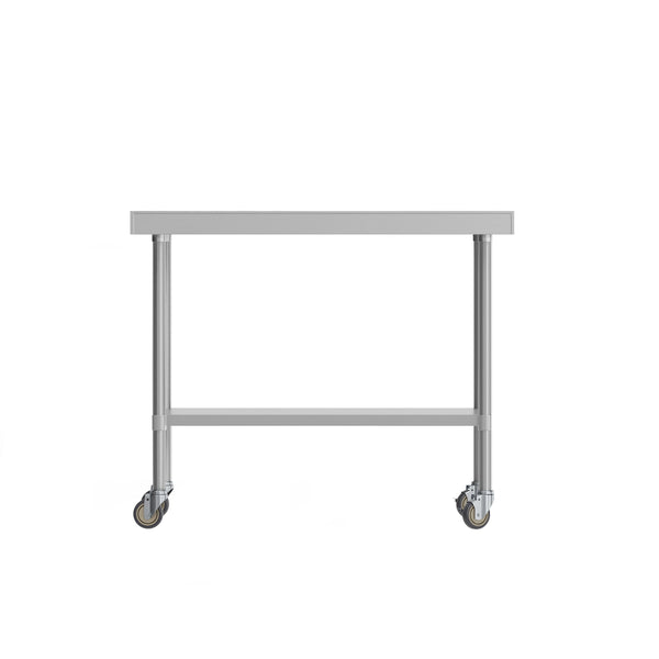 48"W x 24"D |#| Commercial Stainless Steel Work Table with 1.5" Backsplash and Undershelf -24x48