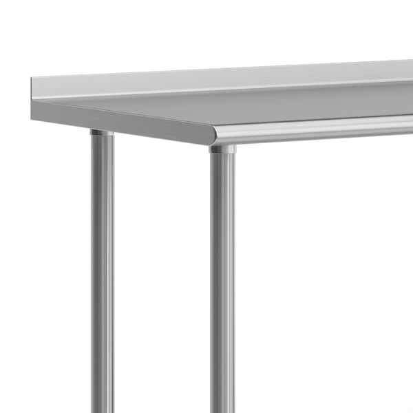 48"W x 24"D |#| Commercial Stainless Steel Work Table with 1.5" Backsplash and Undershelf -24x48